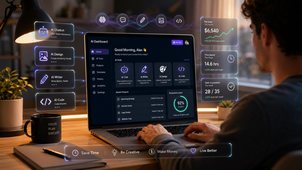 best AI tools to make money online workspace setup 2026