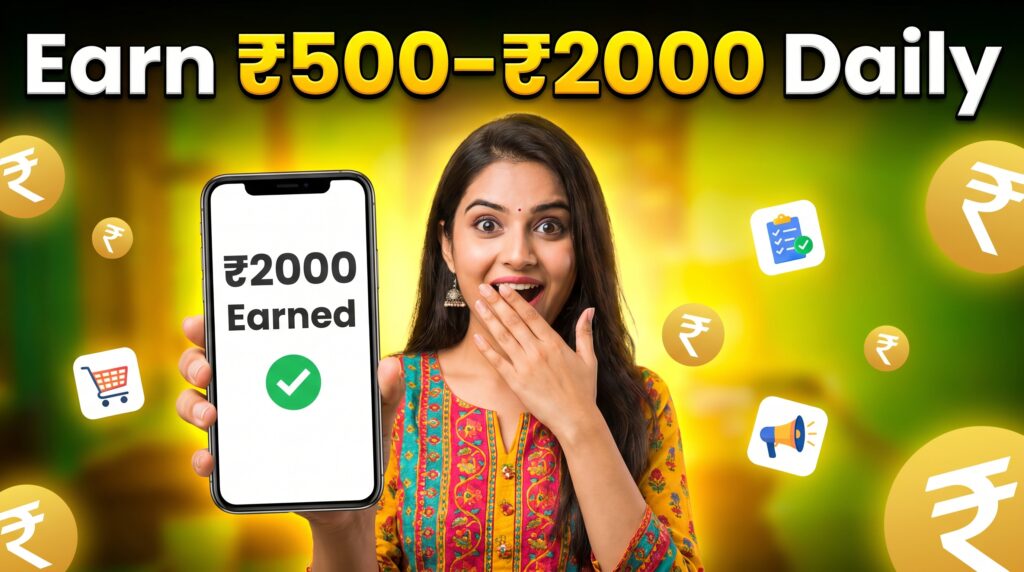 Top 10 real money earning apps in India 2026 to earn ₹500 to ₹2000 daily without investment