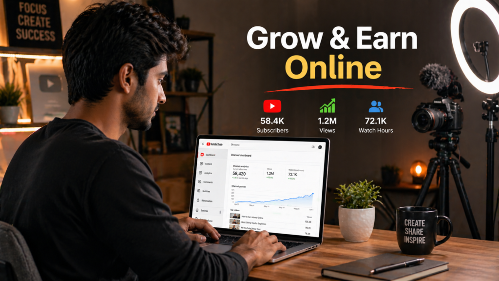 make $1000/month from home using YouTube channel growth strategy