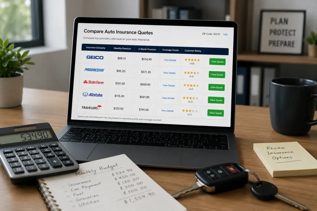 Auto insurance comparison USA 2026 rates and coverage
