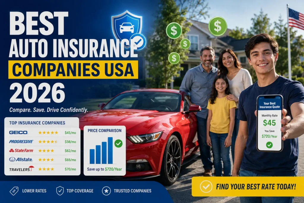Best auto insurance companies USA 2026 compare rates and save money